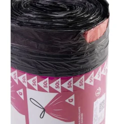 Sac poubelle noir lien coulissant 50L x80