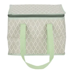Sac à repas isotherme beige et vert L.28xl.18xH.21 cm