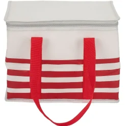 Sac à repas isotherme rouge et blanc L.28xl.18xH.21 cm