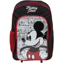 Sac à roulettes enfant Mickey Mouse rouge et noir H41cm