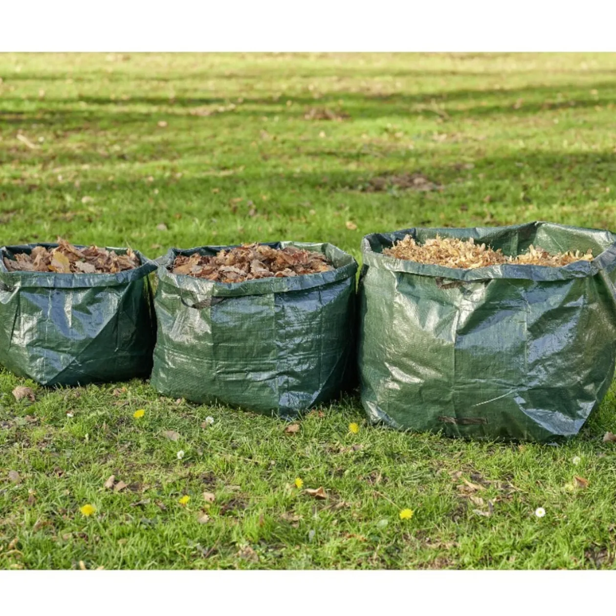 Sacs de jardin verts avec poignées x3 70L 100L 170L