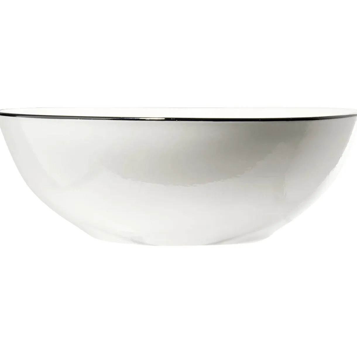 Saladier bas en porcelaine blanc bord noir type bistrot Ø22,5xH8,8cm < Gifi Best