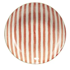Saladier bas en porcelaine rayures rouges et blanches Ø25,5xH4,6cm < Gifi Hot
