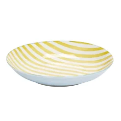 Saladier bas en porcelaine rayures jaunes et blanches Ø25,5xH4,6cm < Gifi