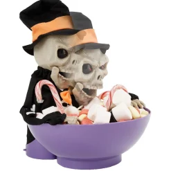 Saladier à bonbon Halloween squelette animé noir et violet