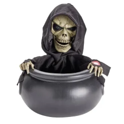 Saladier à bonbons Halloween chaudron plastique squelette animé sonore Ø21xH25cm < Gifi Best