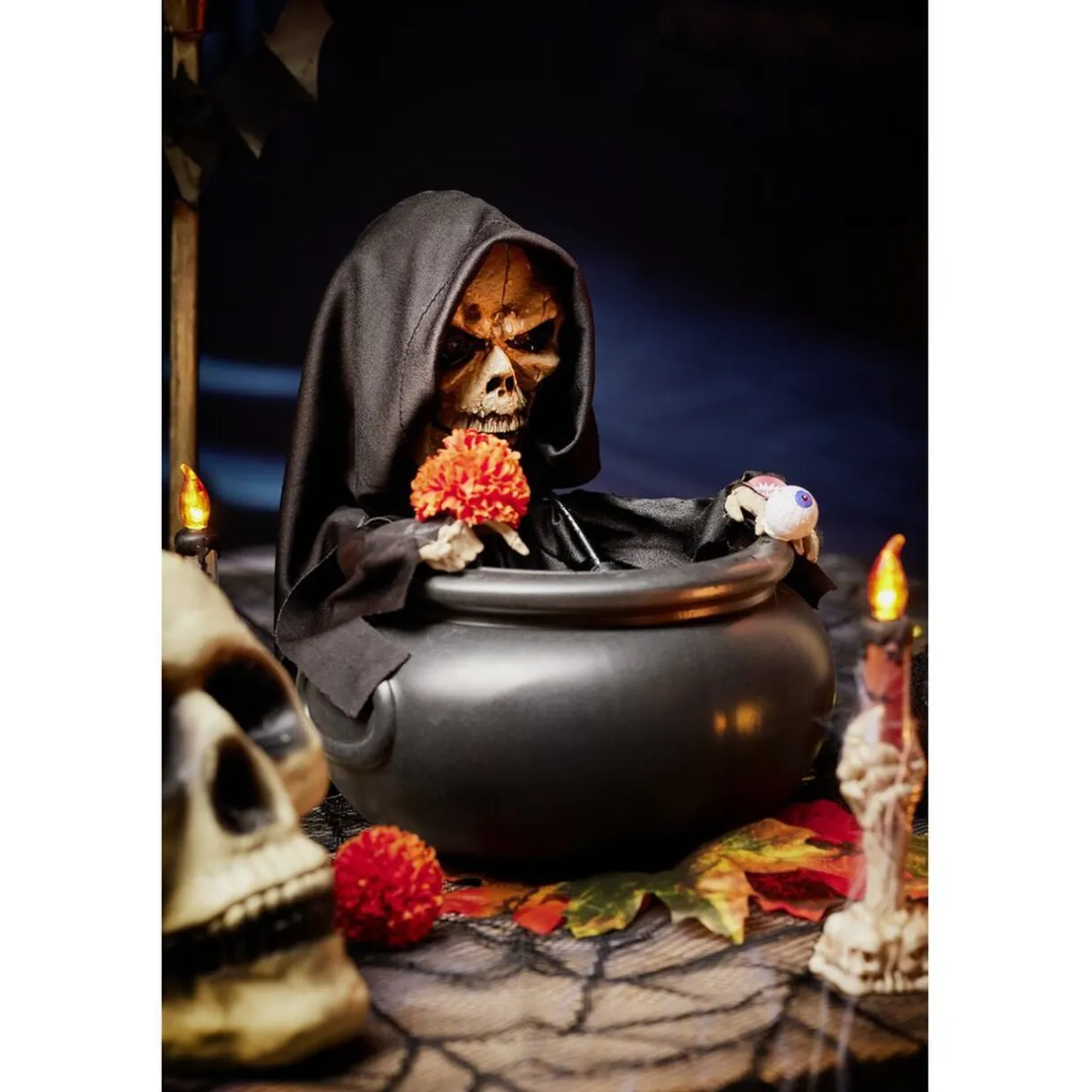 Saladier à bonbons Halloween chaudron plastique squelette animé sonore Ø21xH25cm < Gifi Best