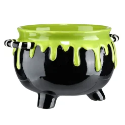 Saladier Halloween 2.4L chaudron dolomite noir et vert 25x20x15cm