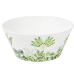 Saladier plastique motif feuillage tropical blanc et vert Ø15xH7cm