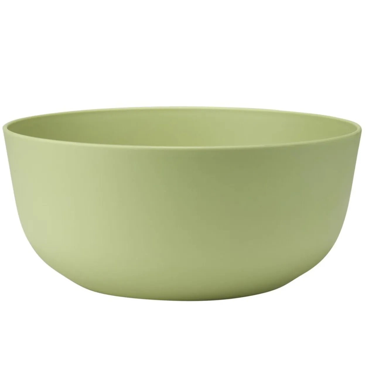 Saladier plastique vert avec couvercle bambou et couverts à salade assortis Ø25cm