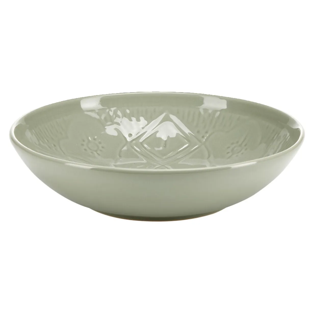 Saladier rond faïence unie verte avec motif en relief Ø26xH6,5cm < Gifi Sale