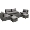 Salon de jardin Imbrik 6 places plastique tressé et acier gris (6 pièces) < Gifi Discount