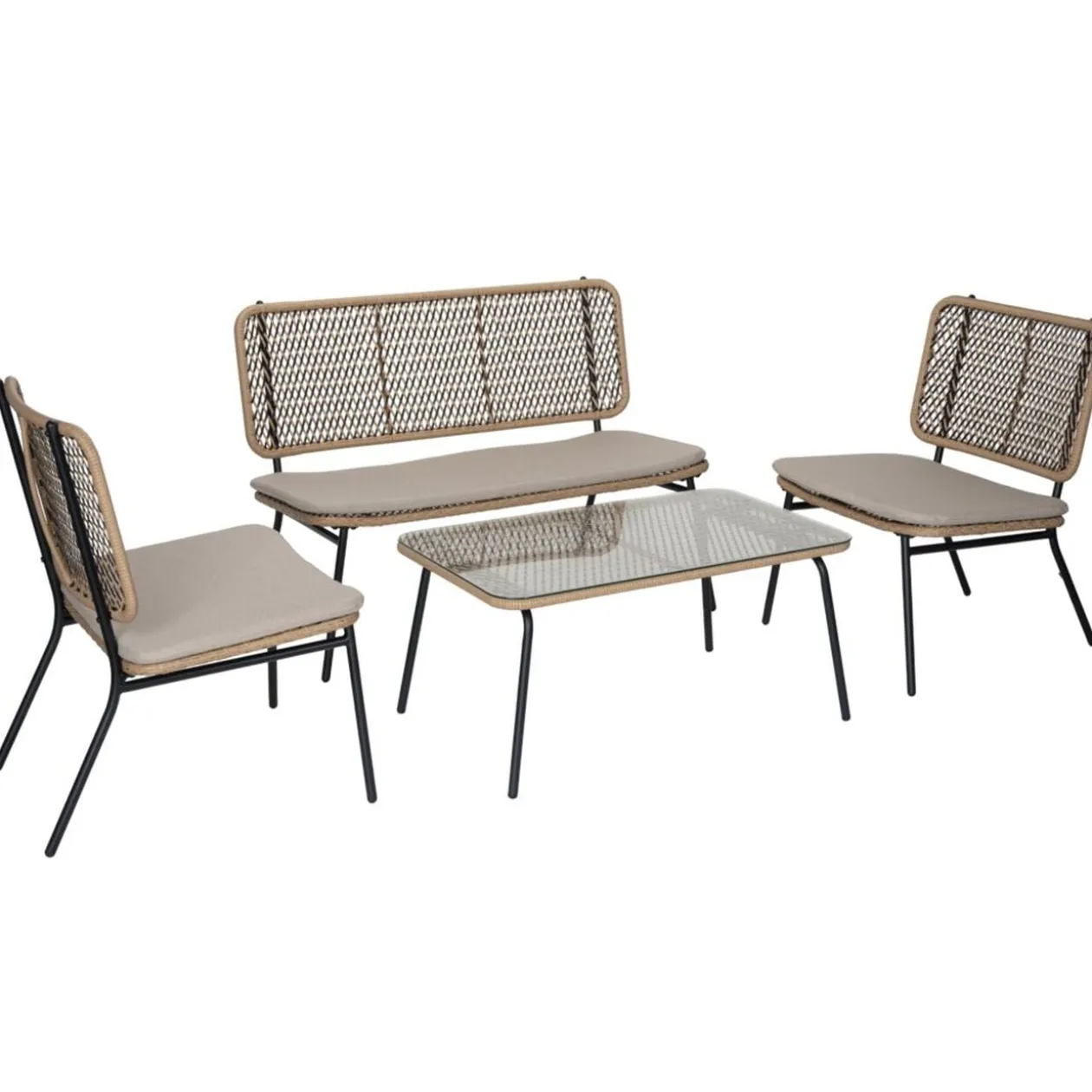 Salon de jardin 4 personnes Bali marron naturel