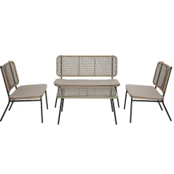 Salon de jardin 4 personnes Bali marron naturel
