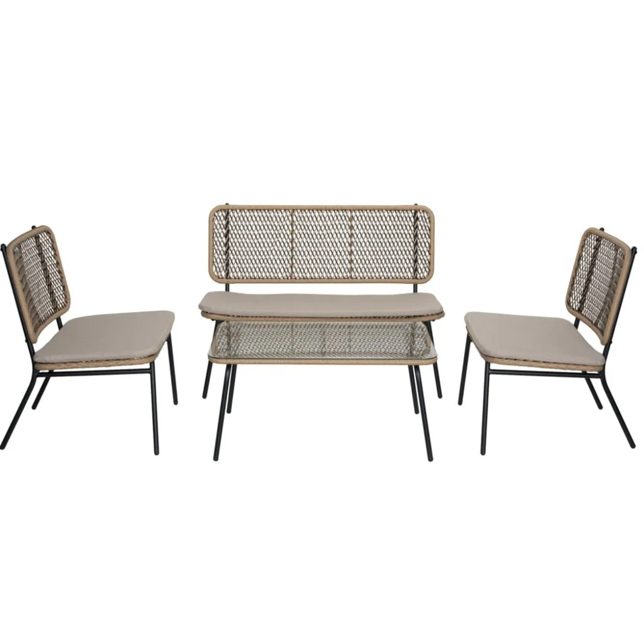 Salon de jardin 4 personnes Bali marron naturel