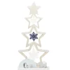 Sapin bois à poser décor flocons banquise bleu et blanc H75cm