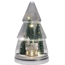 Sapin décoratif de Noël LED scène Noël chalet blanc Ø19xH32cm < Gifi