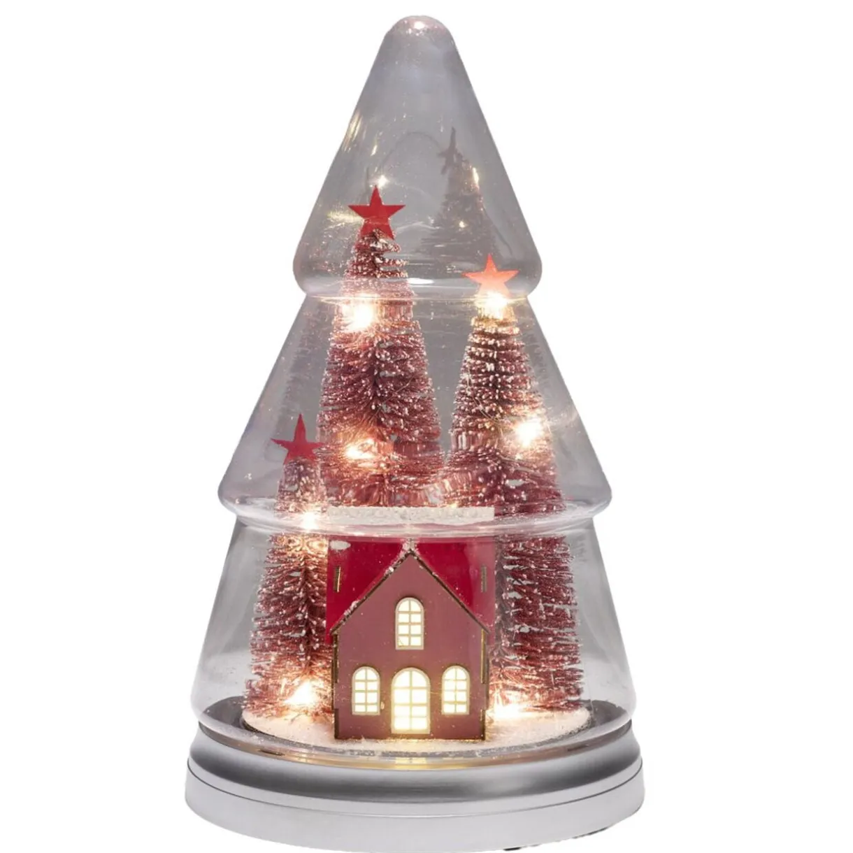Sapin décoratif de Noël LED scène Noël rouge traditionnel Ø19xH32cm < Gifi