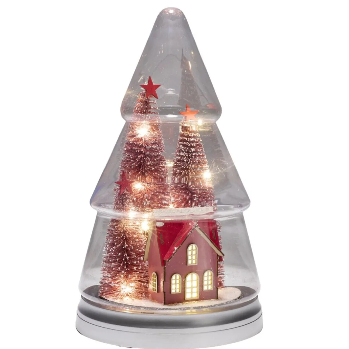 Sapin décoratif de Noël LED scène Noël rouge traditionnel Ø19xH32cm < Gifi