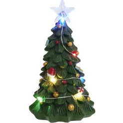 Sapin de Noël décoratif lumineux en polyrésine Ø8xH13cm