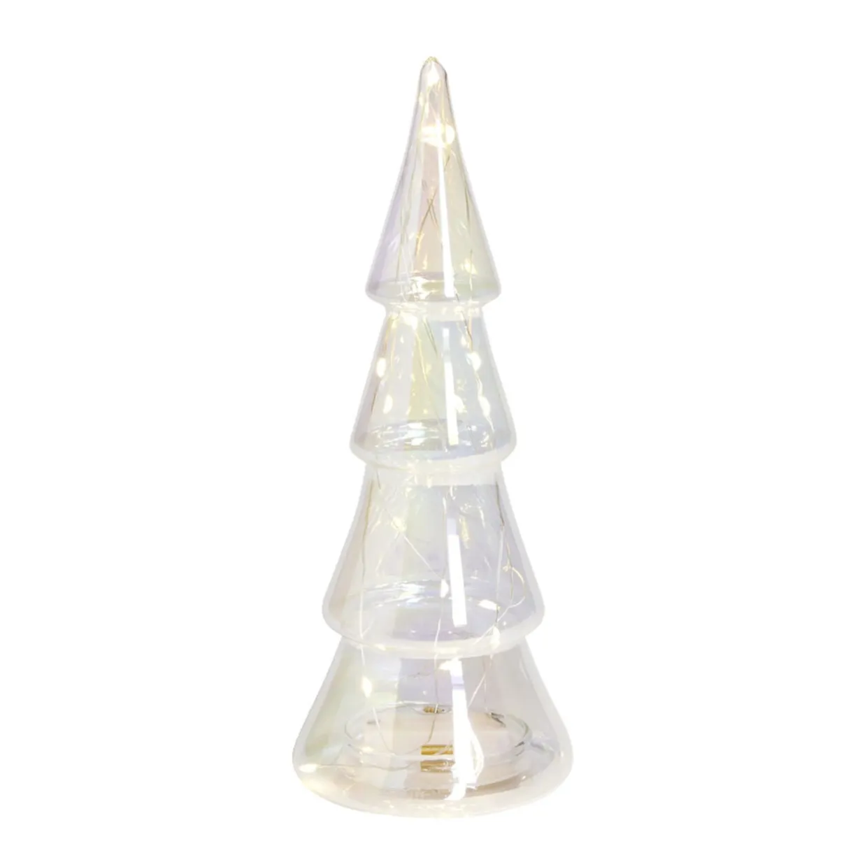 Sapin miniature holographique en verre 15LED Ø9,5XH26cm < Gifi Hot