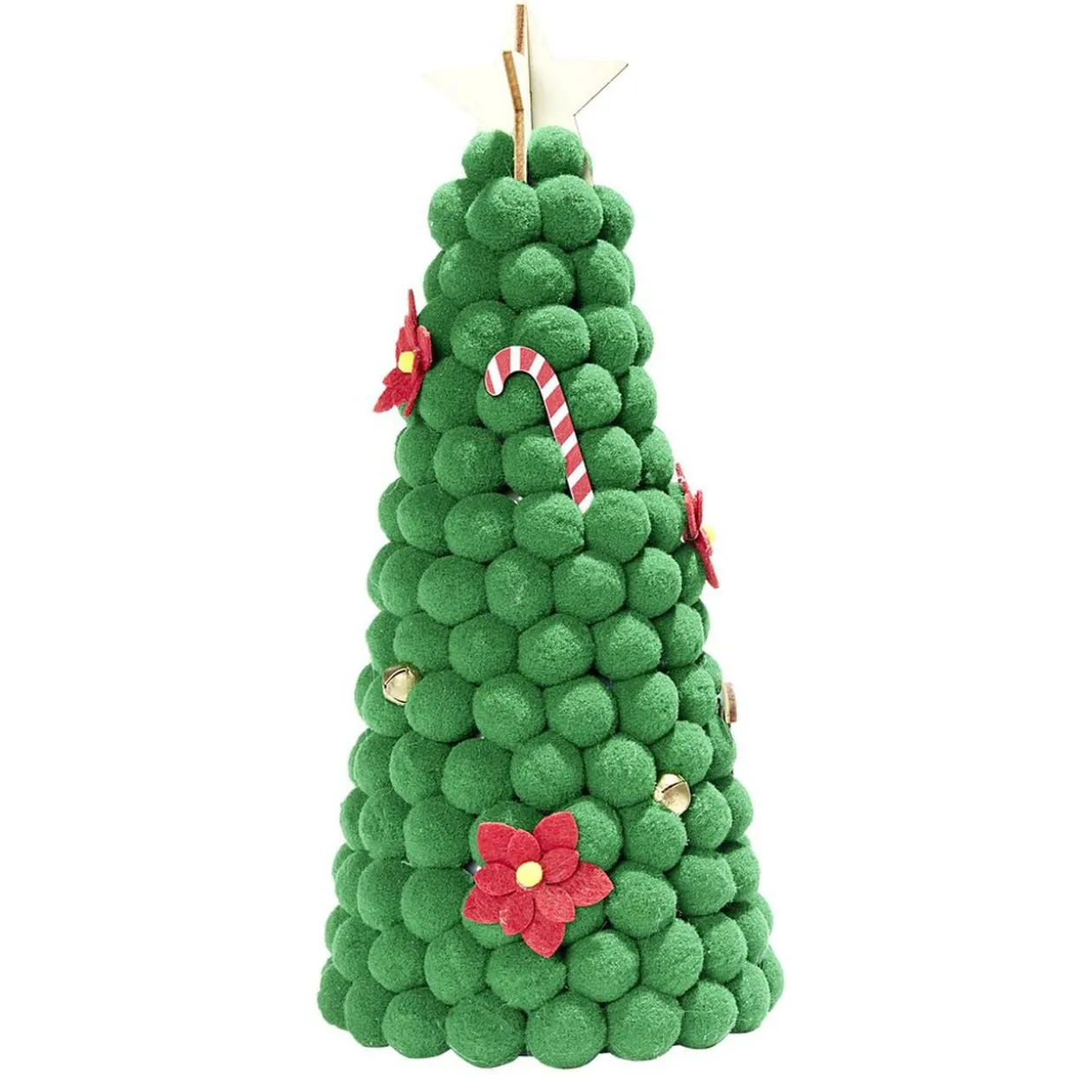 Sapin à poser pompons verts H25cm