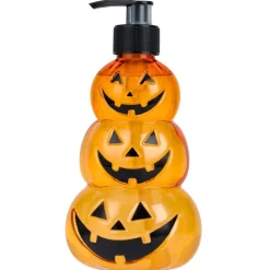 Savon liquide mains Halloween 500ml citrouille pompe plastique orange H17,5cm