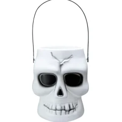 Seau à bonbons Halloween tête de mort blanc et noir < Gifi