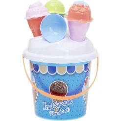 Seau de plage garni Ice cream Funky 11 pièces bleu ou rose