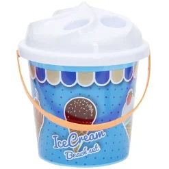 Seau de plage garni Ice cream Funky 11 pièces bleu ou rose