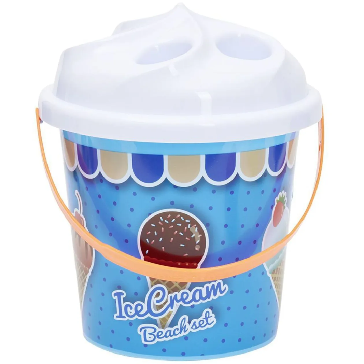 Seau de plage garni Ice cream Funky 11 pièces bleu ou rose