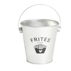 Seau à frites avec anse étain et inox gris Ø10,5xH7,5cm