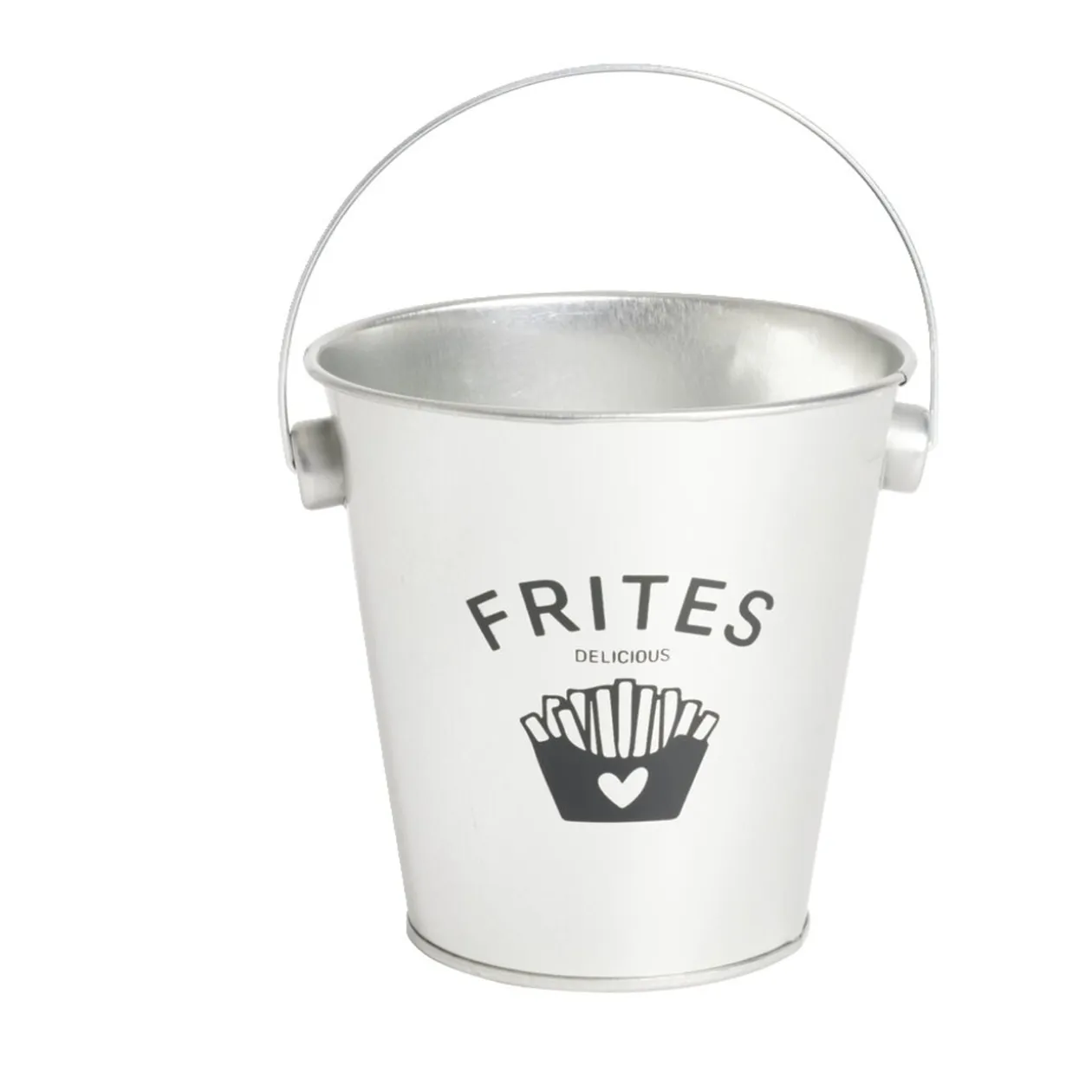 Seau à frites avec anse étain et inox gris Ø10,5xH7,5cm