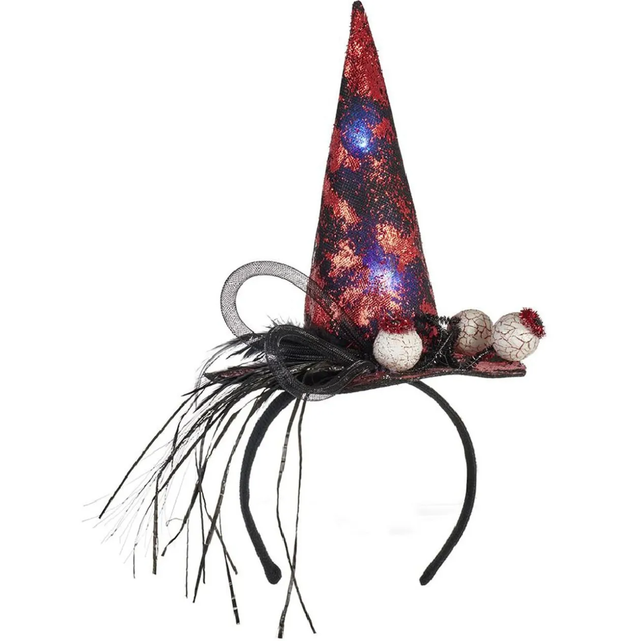 Serre tête chapeau et yeux globuleux lumineux Halloween
