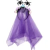 Serre-tête enfant fille Halloween voile araignée et fleurs polyester violet < Gifi Best
