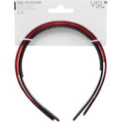 Serre tête plastique noir et marron x2
