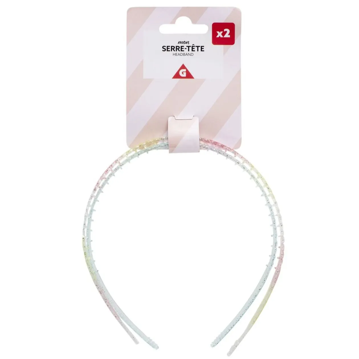 Serre-tête x2 plastique coloré translucide 1 bleu et 1 multicolore