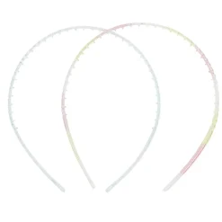 Serre-tête x2 plastique coloré translucide 1 bleu et 1 multicolore