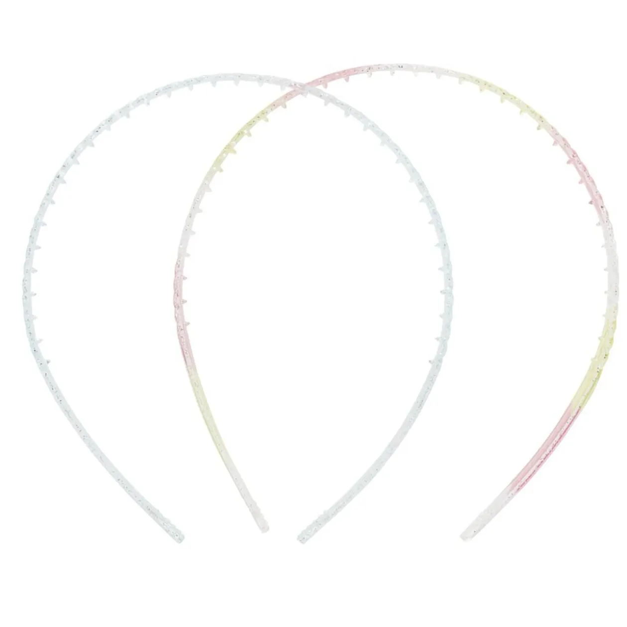 Serre-tête x2 plastique coloré translucide 1 bleu et 1 multicolore
