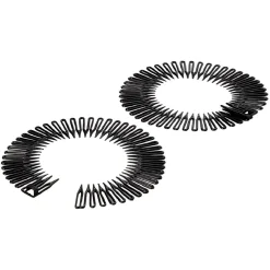 Serre tête zig zag plastique noir brillant x2