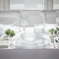 Service vaisselle en verre transparent 18 pièces pour 6 personnes < Gifi Clearance