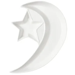 Service à vaisselle forme lune et étoile 9 pièces céramique blanche