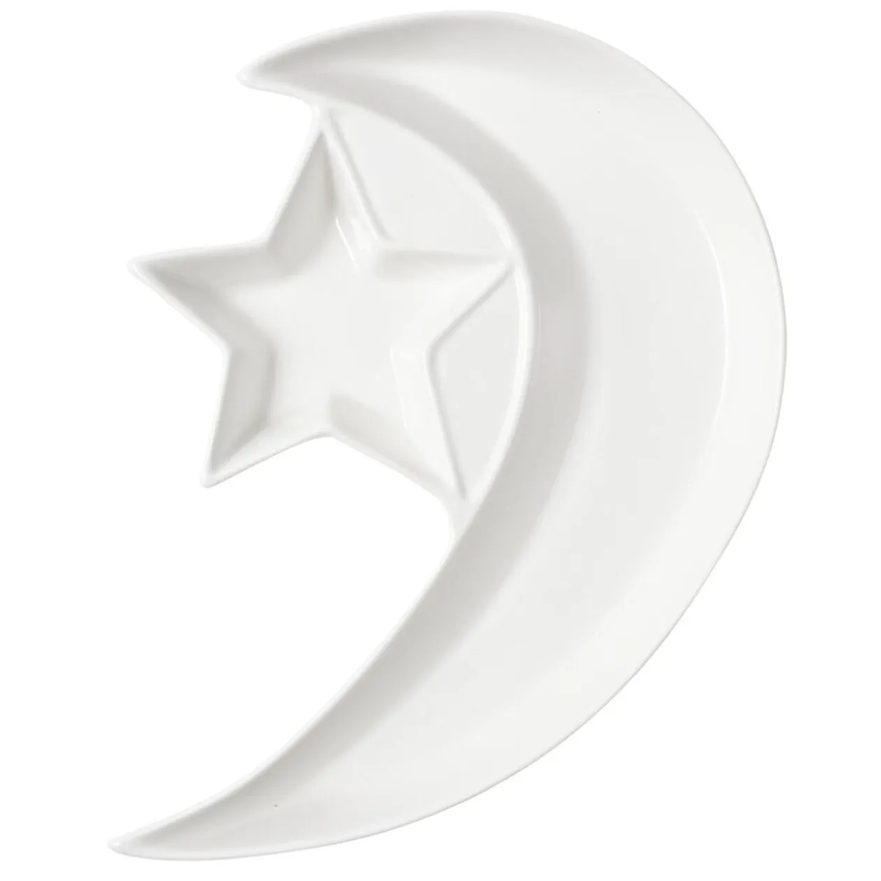 Service à vaisselle forme lune et étoile 9 pièces céramique blanche