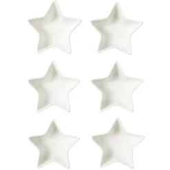 Service à vaisselle forme lune et étoile 9 pièces céramique blanche
