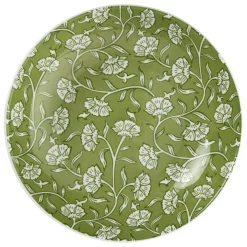 Service vaisselle porcelaine 4 personnes 12 pièces motif floral vert et beige