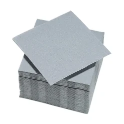 Serviette cocktail carrée gris clair 2 plis en papier x40