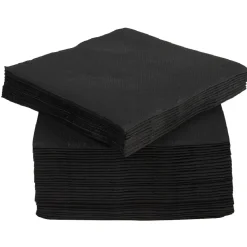 Serviette cocktail carrée noire Tex Touch 2 plis en papier x40