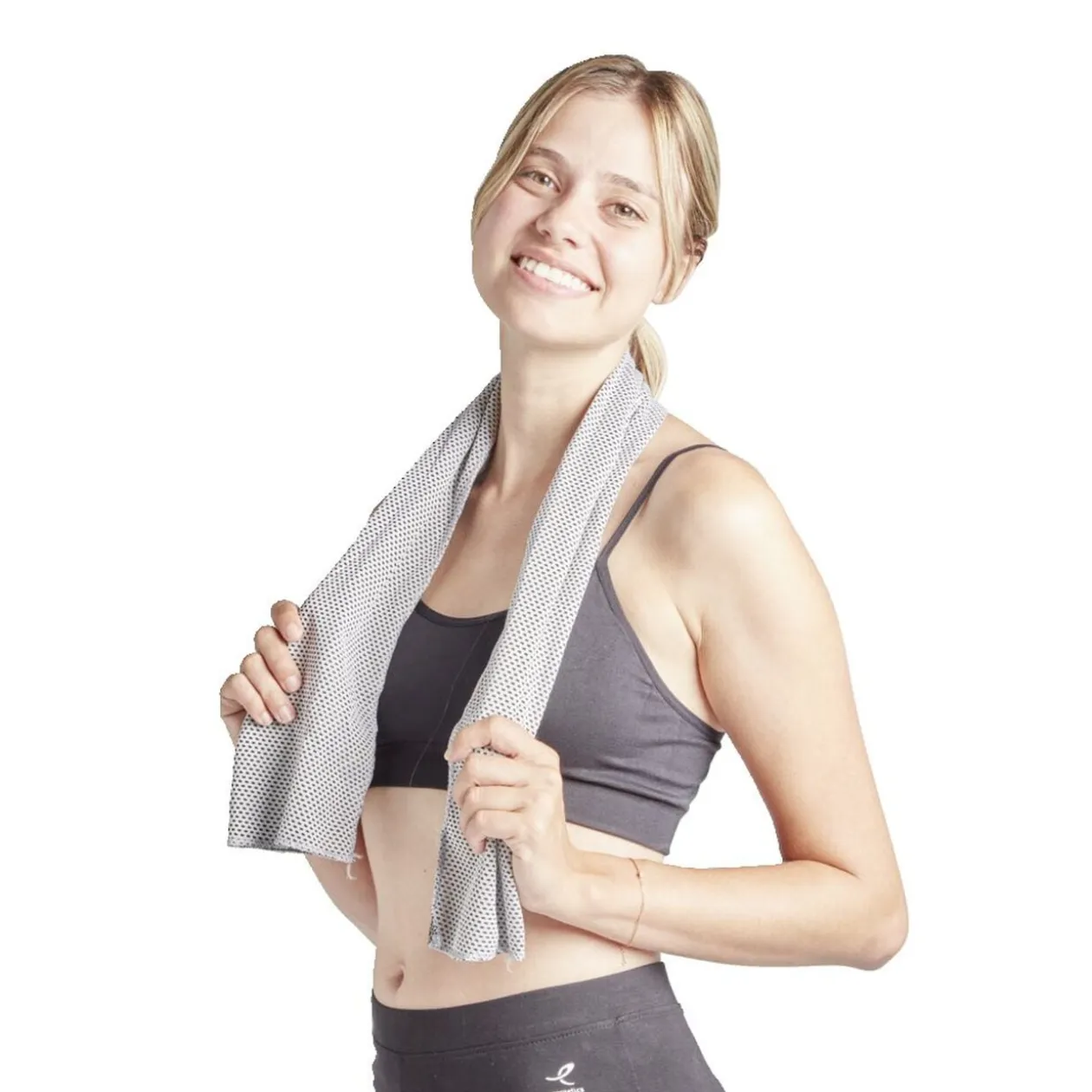 Serviette de sport grise 100x30cm polyester