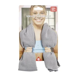Serviette de sport grise 100x30cm polyester