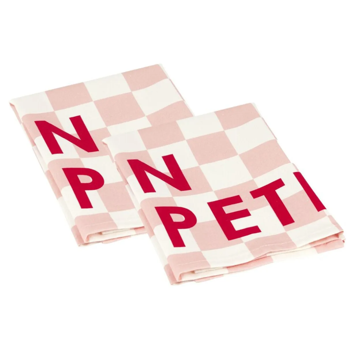 Serviette de table x2 coton vichy rose "bon appétit" 45x45cm < Gifi Discount